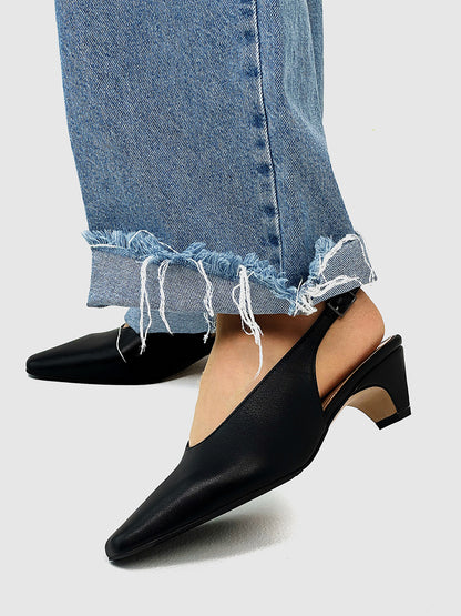 Slingbacki damskie ze skóry naturalnej 100%